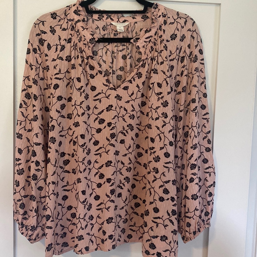 Caslon XL split neck blouse